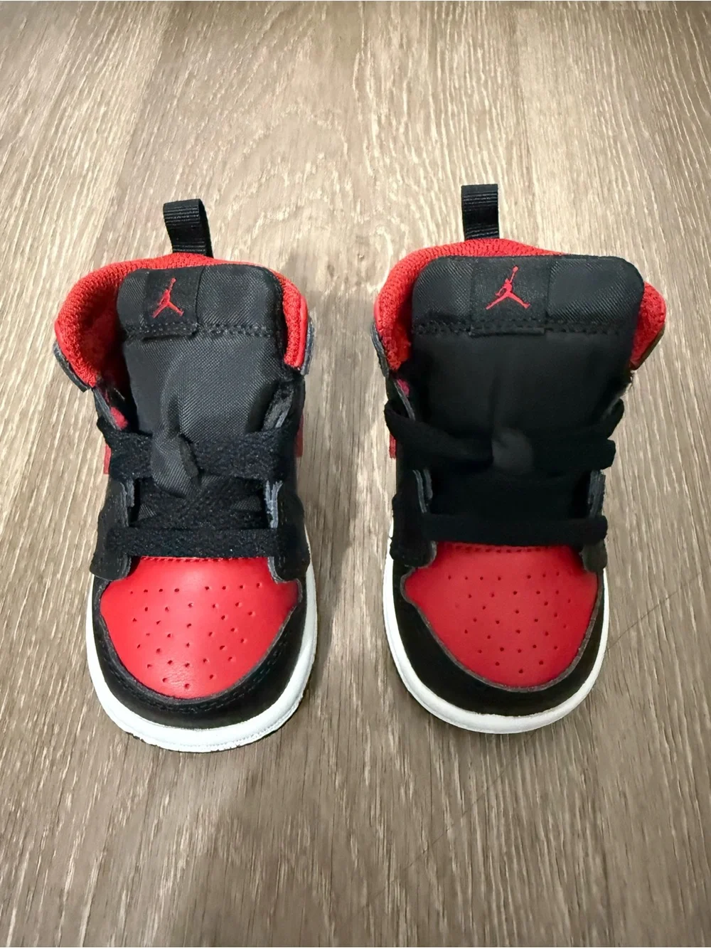 Jordan Baby Black and Red High-Top Sneakers